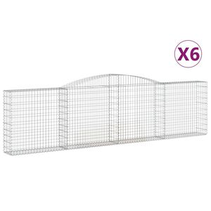 vidaXL Paniers &agrave; gabions arqu&eacute;s 6 pcs 400x30x100/120 cm Fer galvanis&eacute;