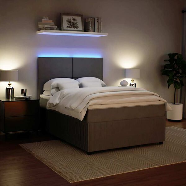 vidaXL Sommier &agrave; lattes de lit et matelas Gris clair 140x190cm Velours