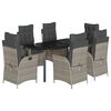 vidaXL Ensemble &agrave; manger de jardin et coussins 7 pcs gris clair rotin
