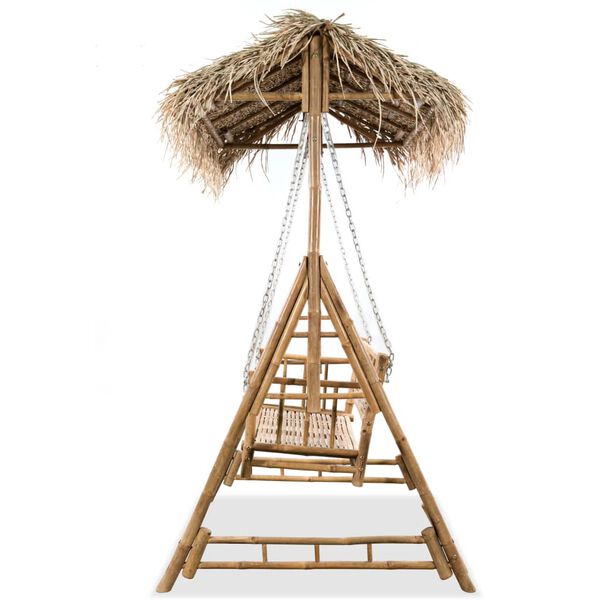 vidaXL Balancelle &agrave; 2 places avec feuilles de palmier Bambou 202 cm