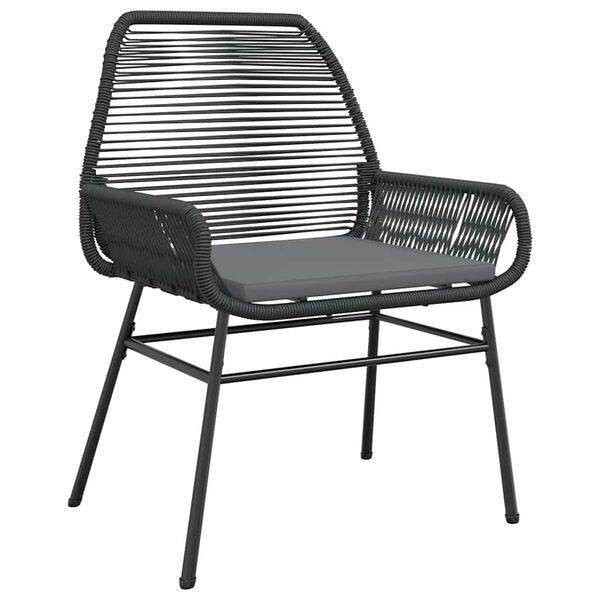 vidaXL Ensemble &agrave; manger de jardin coussins 9pcs noir poly rotin verre