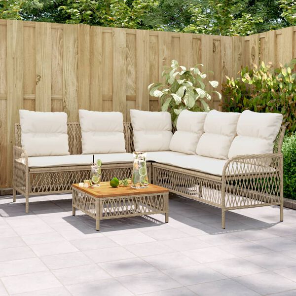 vidaXL Salon de jardin avec coussins 2 pcs beige r&eacute;sine tress&eacute;e