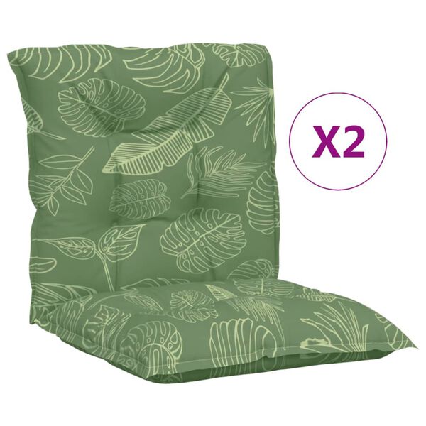 vidaXL Coussins de chaise &agrave; dossier bas lot de 2 mod&egrave;le de feuille