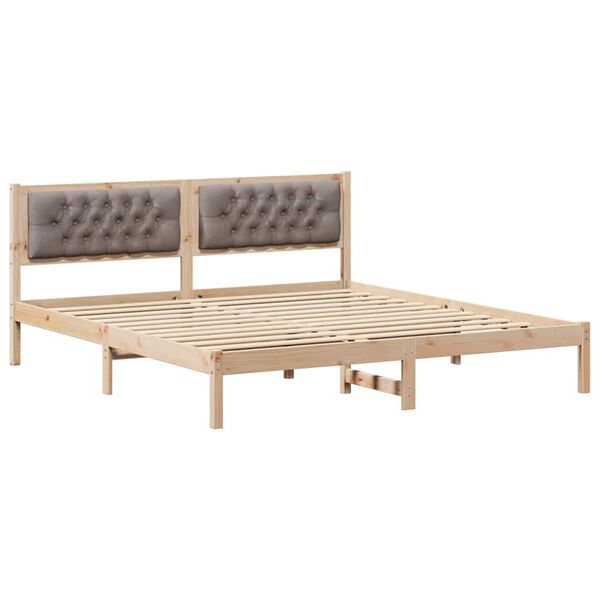 vidaXL Cadre de lit avec t&ecirc;te de lit Taupe 160 x 200 cm Pin massif