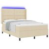 vidaXL Lit &agrave; ressort LED avec matelas Cr&egrave;me 140 x 190 cm tissu