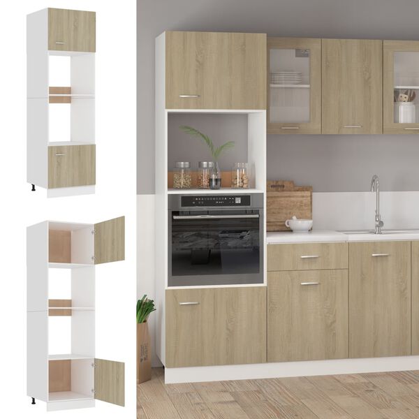 vidaXL Armoire &agrave; micro-ondes Ch&ecirc;ne sonoma 60x57x207 cm Bois ing&eacute;nierie