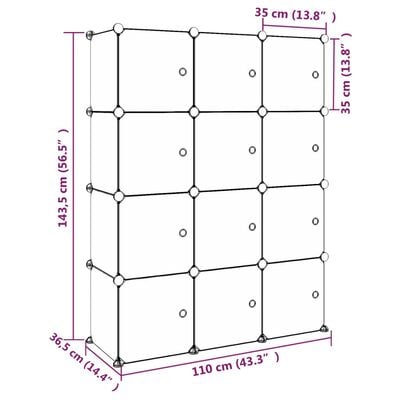 vidaXL Armoire de rangement pour enfants avec 12 cubes Vert PP