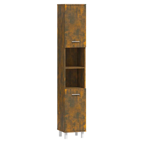 vidaXL Armoire de bain Ch&ecirc;ne fum&eacute; 30x30x179 cm Bois d'ing&eacute;nierie