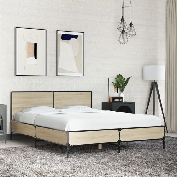vidaXL Cadre de lit sans matelas ch&ecirc;ne sonoma 120x200 cm