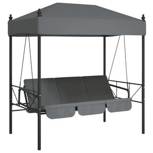 vidaXL Balancelle de jardin avec auvent gris fonc&eacute; acier