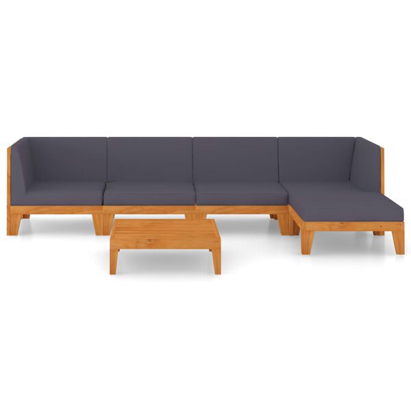 vidaXL Salon de jardin 6 pcs avec coussins Bois d'acacia solide