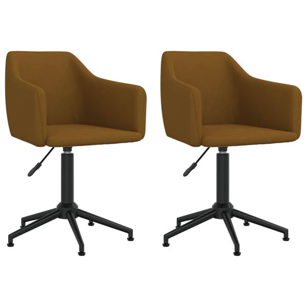vidaXL Chaises pivotantes &agrave; manger lot de 2 Marron Velours