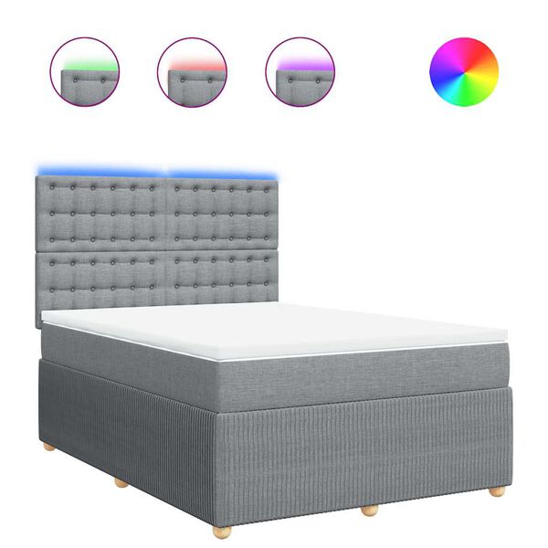 vidaXL Sommier &agrave; lattes de lit avec matelas Gris clair 140x200cm Tissu