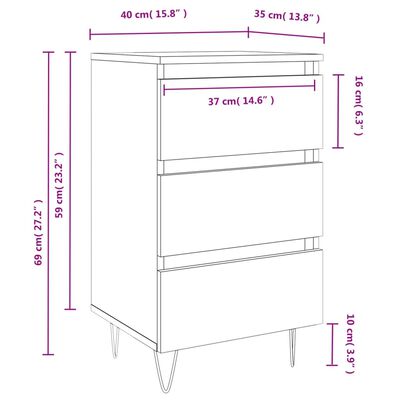 vidaXL Tables de chevet 2 pcs sonoma gris 40x35x69 cm bois ingénierie