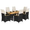 vidaXL Ensemble de bistro de jardin 7 pcs coussins noir poly rotin