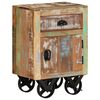 vidaXL Table de chevet avec roues 40x30x57 cm Bois de r&eacute;cup&eacute;ration