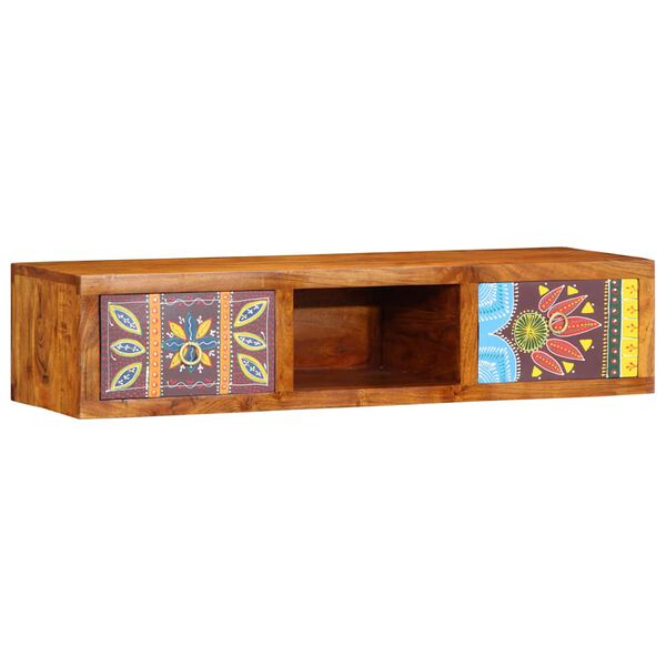 VidaXL Meuble TV mural multicolore 100x30x22 bois massif d'acacia