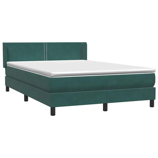 vidaXL Sommier &agrave; lattes de lit et matelas vert fonc&eacute; 140x220cm velours