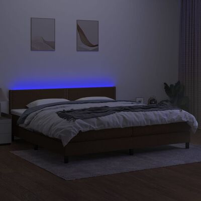 vidaXL Sommier à lattes de lit matelas et LED Marron foncé 200x200 cm