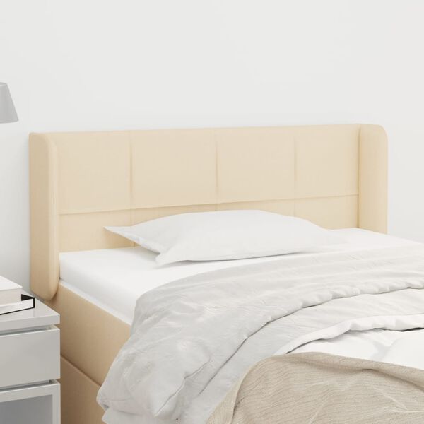 vidaXL T&ecirc;te de lit avec oreilles Cr&egrave;me 93x16x78/88 cm Tissu