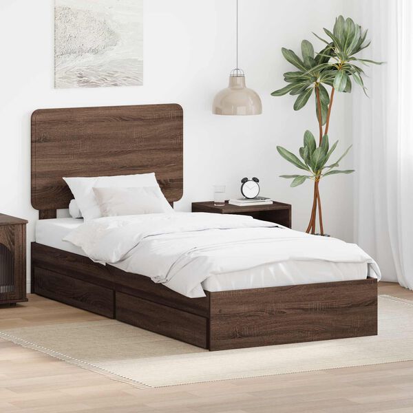 vidaXL Lit de Rangement Ch&ecirc;ne brun 90 x 200 cm Bois d'ing&eacute;nierie