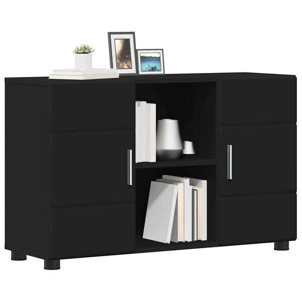 vidaXL Buffet avec porte Noir 88,5 x 30,5 x 55,5 cm Bois d'ing&eacute;nierie