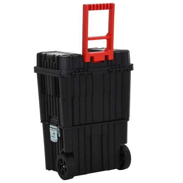 vidaXL Chariot &agrave; bo&icirc;te &agrave; outils Noir et rouge Polypropyl&egrave;ne