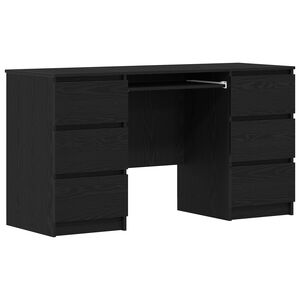 vidaXL Bureau Ch&ecirc;ne noir 140 x 50 x 76 cm Bois d'ing&eacute;nierie