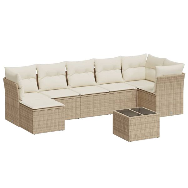 vidaXL Salon de jardin avec coussins 8 pcs beige r&eacute;sine tress&eacute;e
