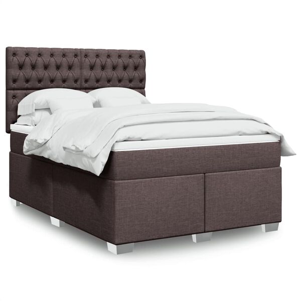 vidaXL Sommier &agrave; lattes de lit avec matelas Marron fonc&eacute; 140x200 cm