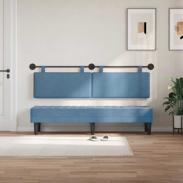 vidaXL T&ecirc;te de lit suspendue Montage mural Uni Bleu 190 x 55 x 5 cm