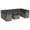 vidaXL Salon de jardin avec coussins 10 pcs gris r&eacute;sine tress&eacute;e
