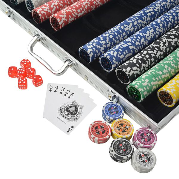 vidaXL Jeu de poker avec 1000 jetons Laser Aluminium