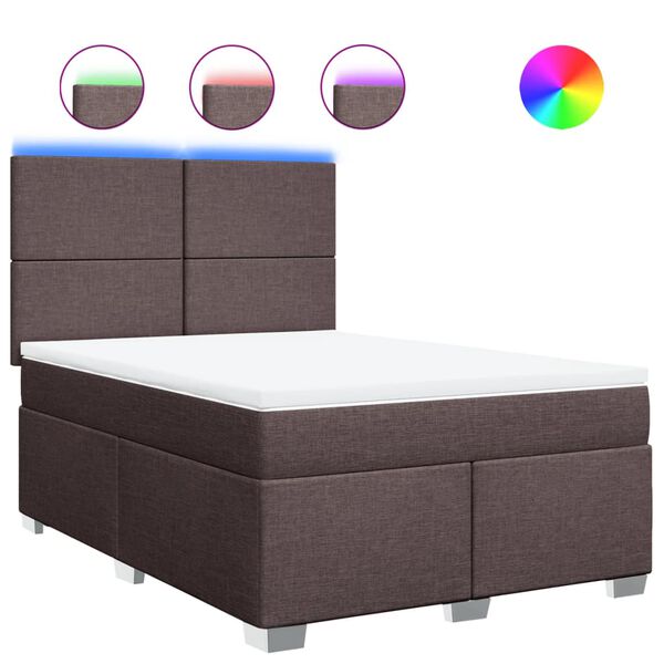 vidaXL Sommier &agrave; lattes de lit avec matelas Marron fonc&eacute; 140x200 cm