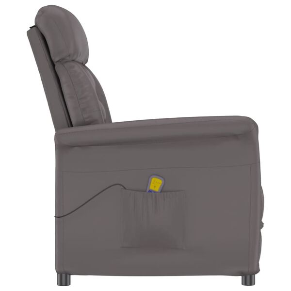 vidaXL Fauteuil de massage Gris Similicuir