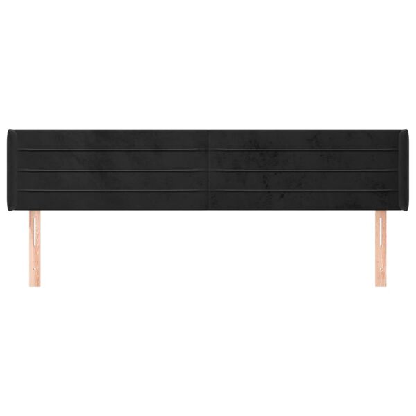 vidaXL T&ecirc;te de lit avec oreilles Noir 183x16x78/88 cm Velours