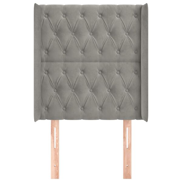 vidaXL T&ecirc;te de lit avec oreilles Gris clair 83x16x118/128 cm Velours