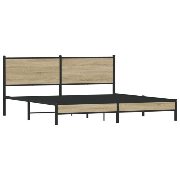 vidaXL Cadre de lit en m&eacute;tal sans matelas ch&ecirc;ne sonoma 183x213 cm