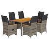 vidaXL Ensemble &agrave; manger de jardin et coussins 7 pcs gris rotin