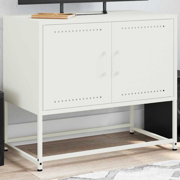 vidaXL Meuble TV blanc 68,5x39x60,5 cm acier
