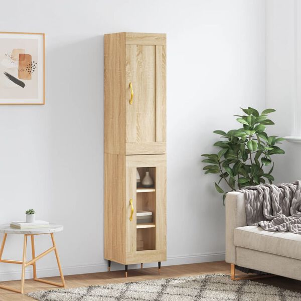 vidaXL Buffet haut Ch&ecirc;ne sonoma 34,5x34x180 cm Bois d'ing&eacute;nierie
