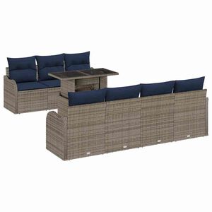 vidaXL Ensemble de canap&eacute; de jardin 8 pc Gris polyrotin
