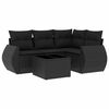 vidaXL Salon de jardin 5 pcs avec coussins noir r&eacute;sine tress&eacute;e