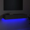 vidaXL Meuble TV avec lumi&egrave;res LED Gris 90x35x15,5 cm