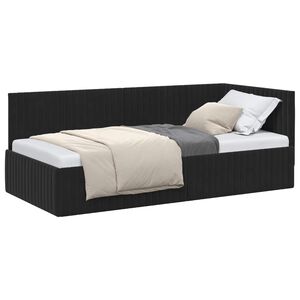 vidaXL Cadre de lit d'angle Noir 90 cm x 200 cm Velours