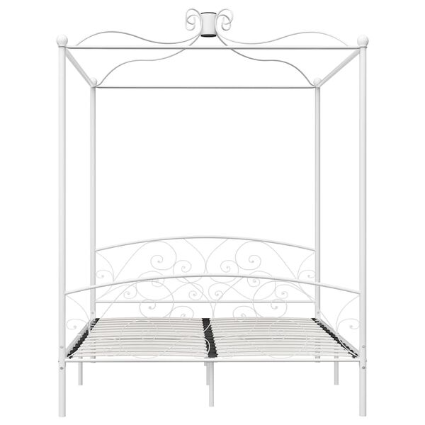 vidaXL Cadre de lit &agrave; baldaquin sans matelas blanc m&eacute;tal 180x200 cm