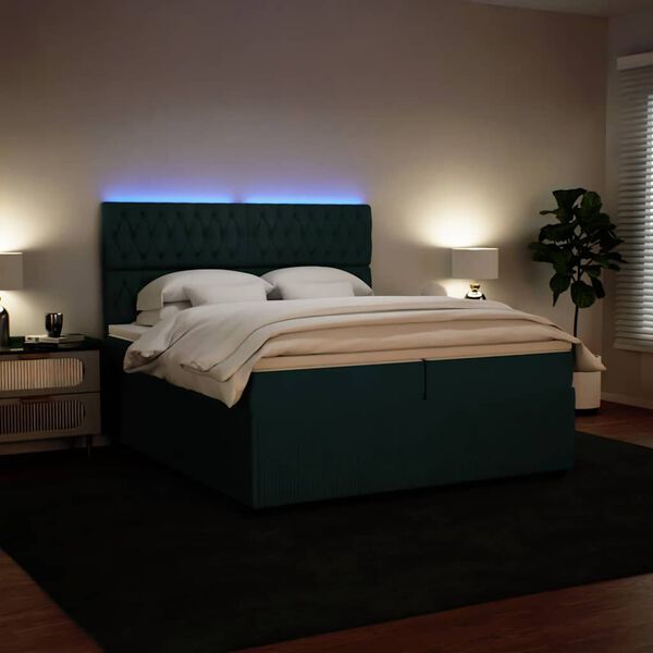 vidaXL Sommier &agrave; lattes de lit et matelas Vert fonc&eacute; 200x200cm Velours