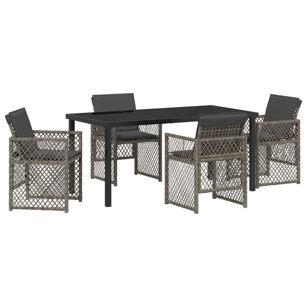 vidaXL Ensemble de salle &agrave; manger pour jardin 5 pcs Gris polyrotin