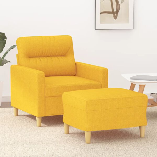 vidaXL Fauteuil avec repose-pied Jaune clair 60 cm Tissu