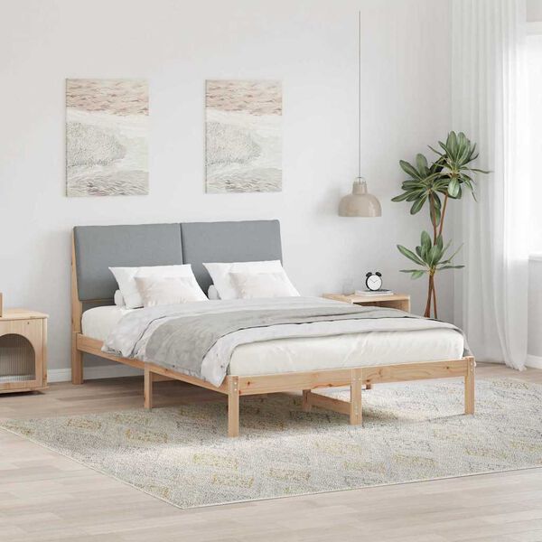 vidaXL Cadre de lit avec t&ecirc;te de lit Marron et gris clair 140 x 200 cm